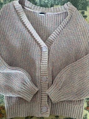 Old Navy Pink Marled V-Neck Button Cardigan